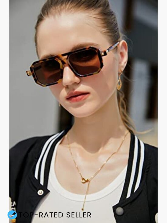 Vintage Square 70s Flat Aviator Sunglasses Retro Stylish Frame UV400 Protection main image 4